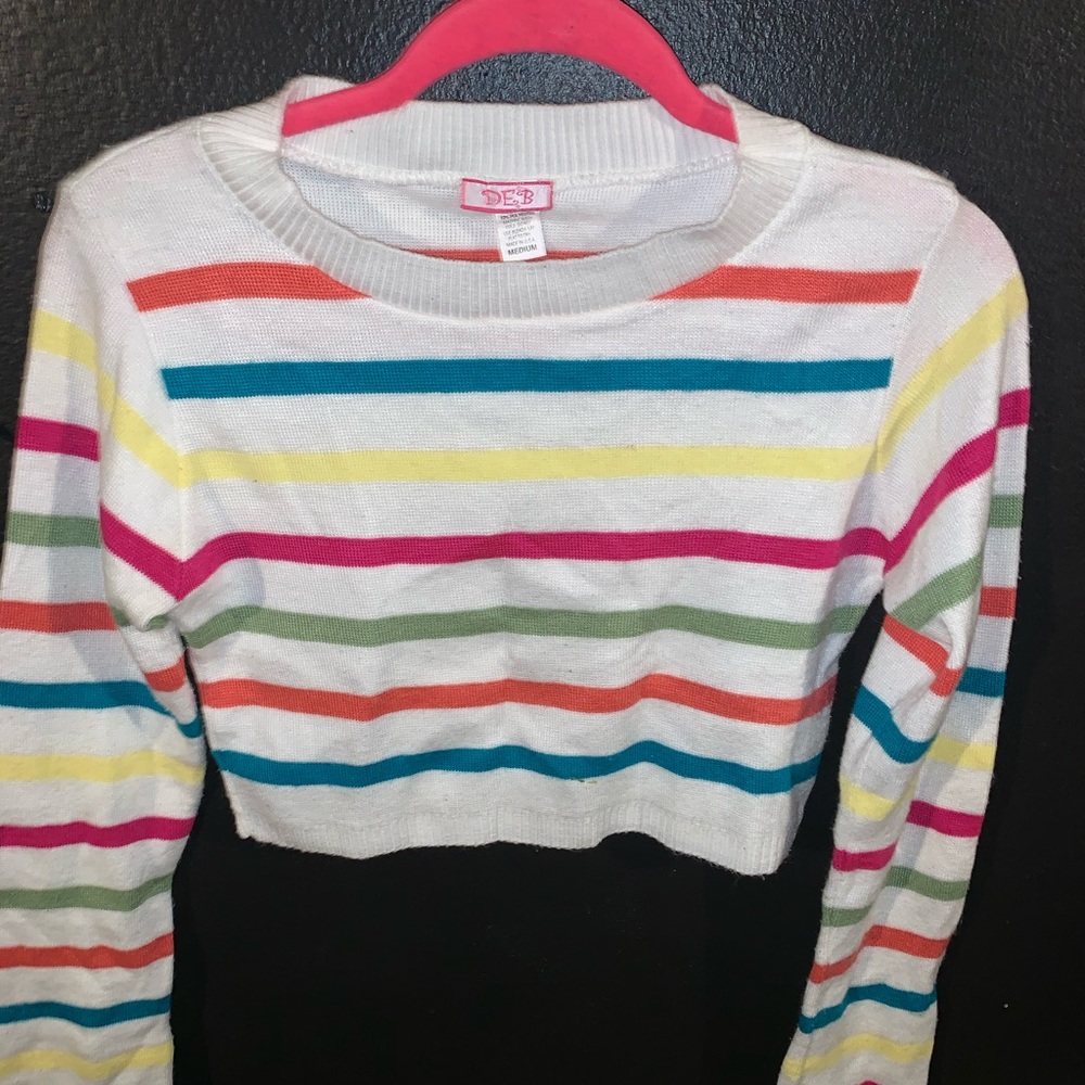 Striped long sleeve crop top